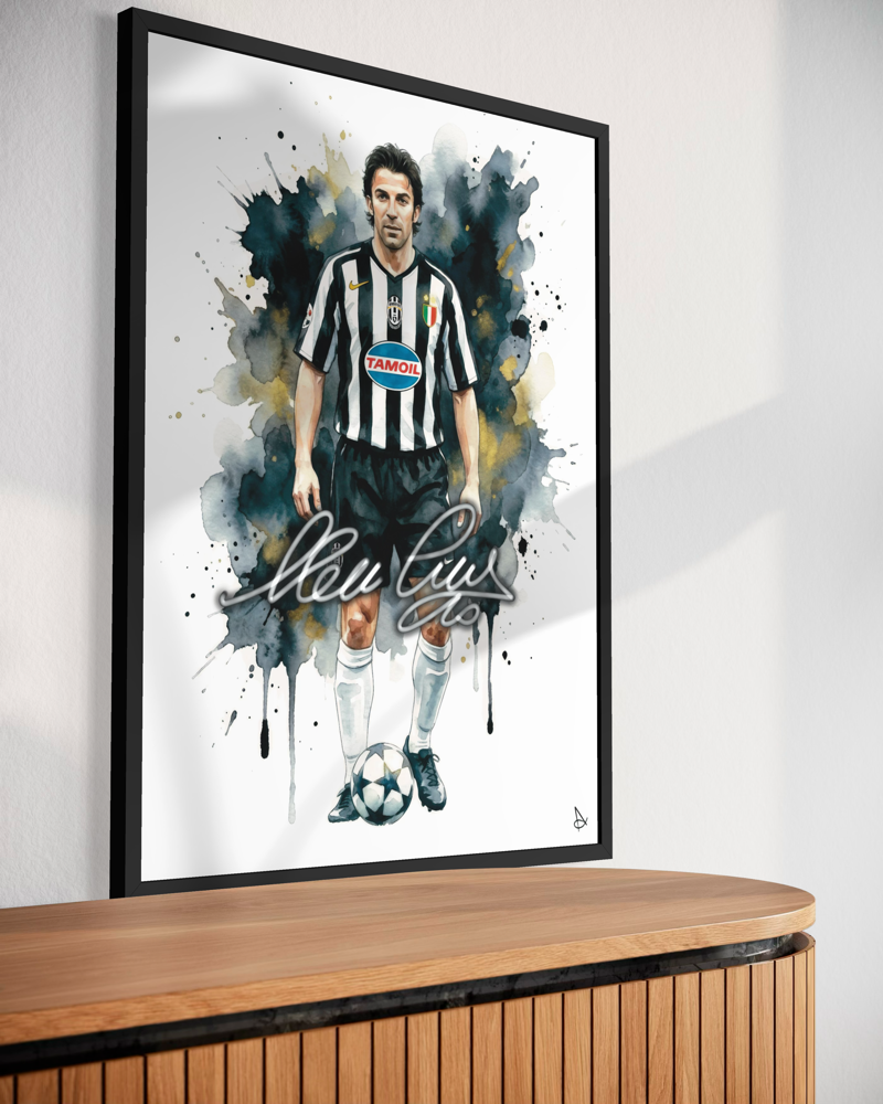 Alessandro Del Piero Juventus Signature series ART poster cornice nera Juve Autografo digitale