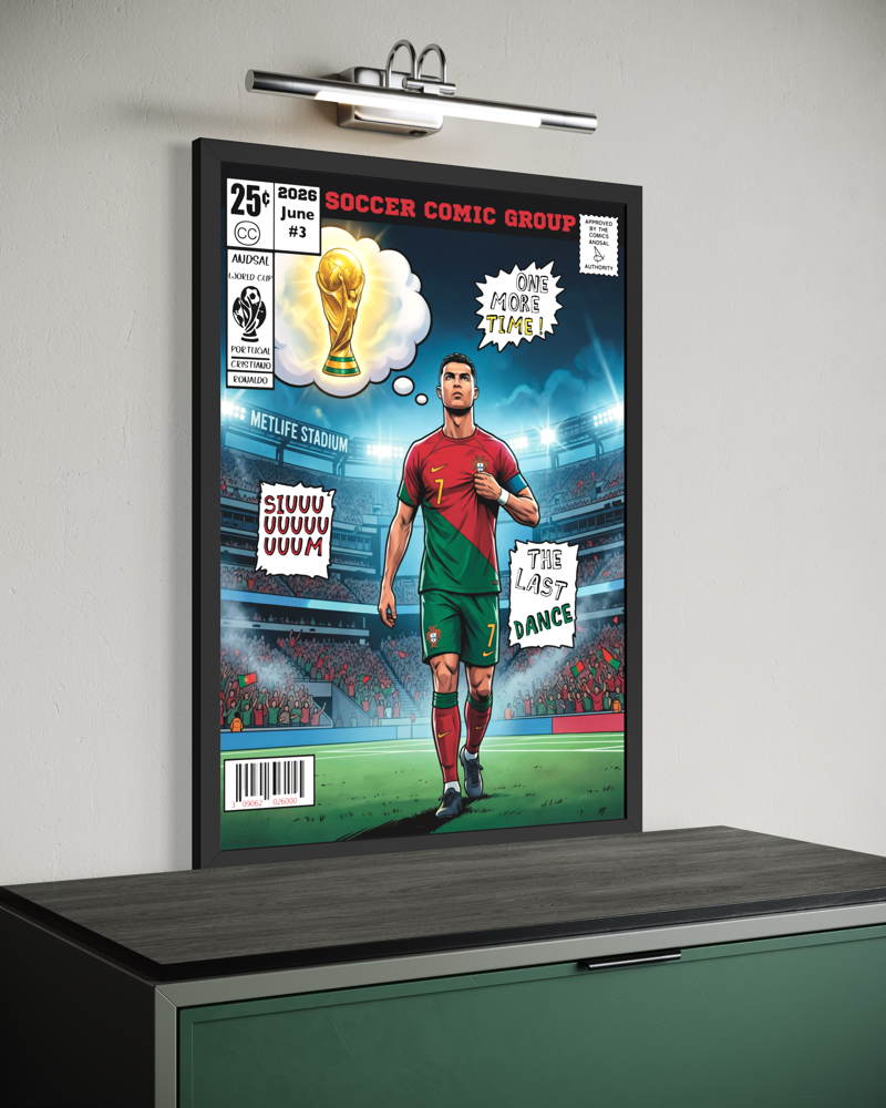 Mondiali 2026 Cristiano Ronaldo Comics Andsal Giugno #3 idea regalo cornice nera