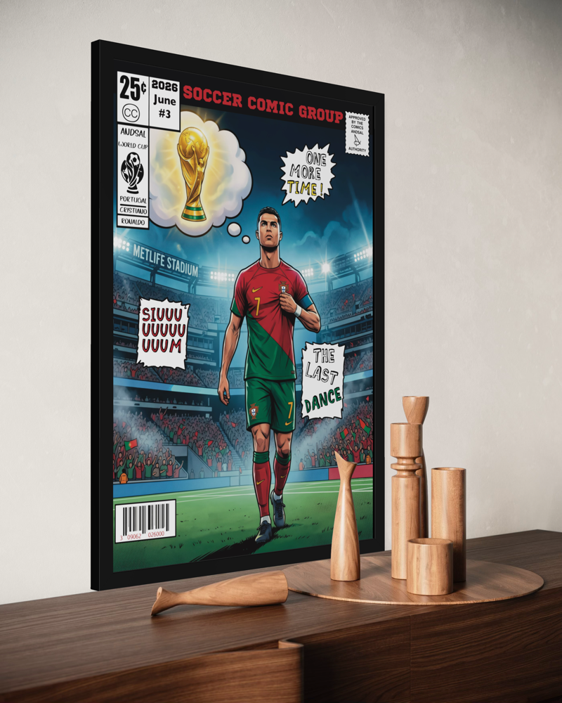 Mondiali 2026 Cristiano Ronaldo Comics Andsal Giugno #3 idea regalo cornice nera