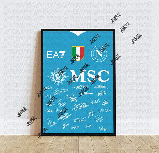 Napoli Scudetto 2025 Maglia Quadro Autografi Squadra 4 Campionato Serie A