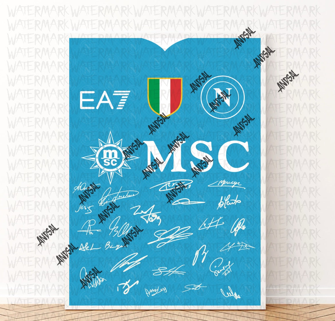 Napoli Scudetto 2025 Maglia Quadro Autografi Squadra 4 Campionato Serie A