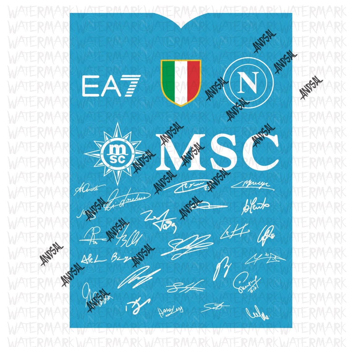 Napoli Scudetto 2025 Maglia Quadro Autografi Squadra 4 Campionato Serie A