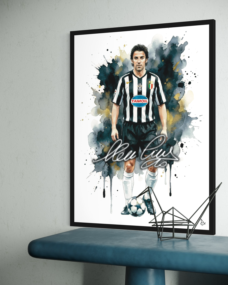 Alessandro Del Piero Juventus Signature series ART poster cornice nera Juve Autografo digitale