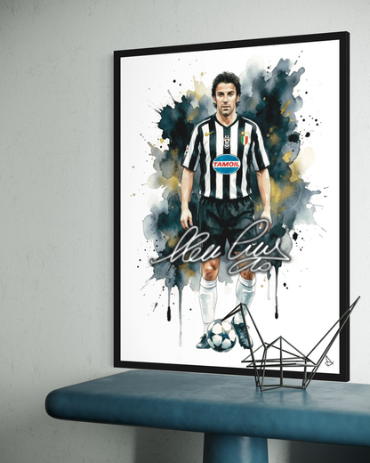 Alessandro Del Piero Juventus Signature series ART poster cornice nera Juve Autografo digitale