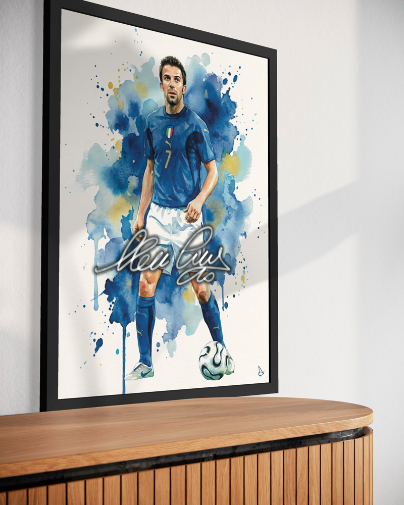 Alessandro Del Piero Italia Signature series ART poster cornice nera Juventus Autografo digitale