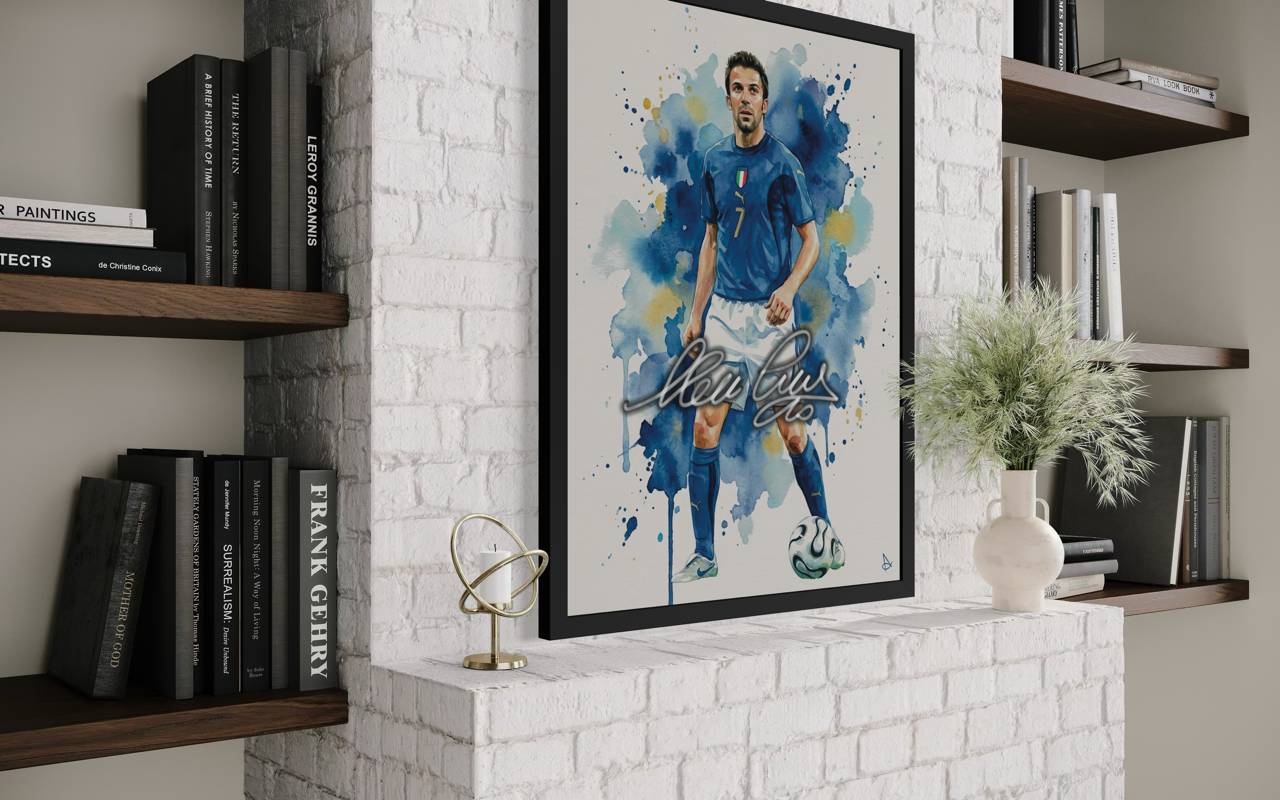 Alessandro Del Piero Italia Signature series ART poster cornice nera Juventus Autografo digitale
