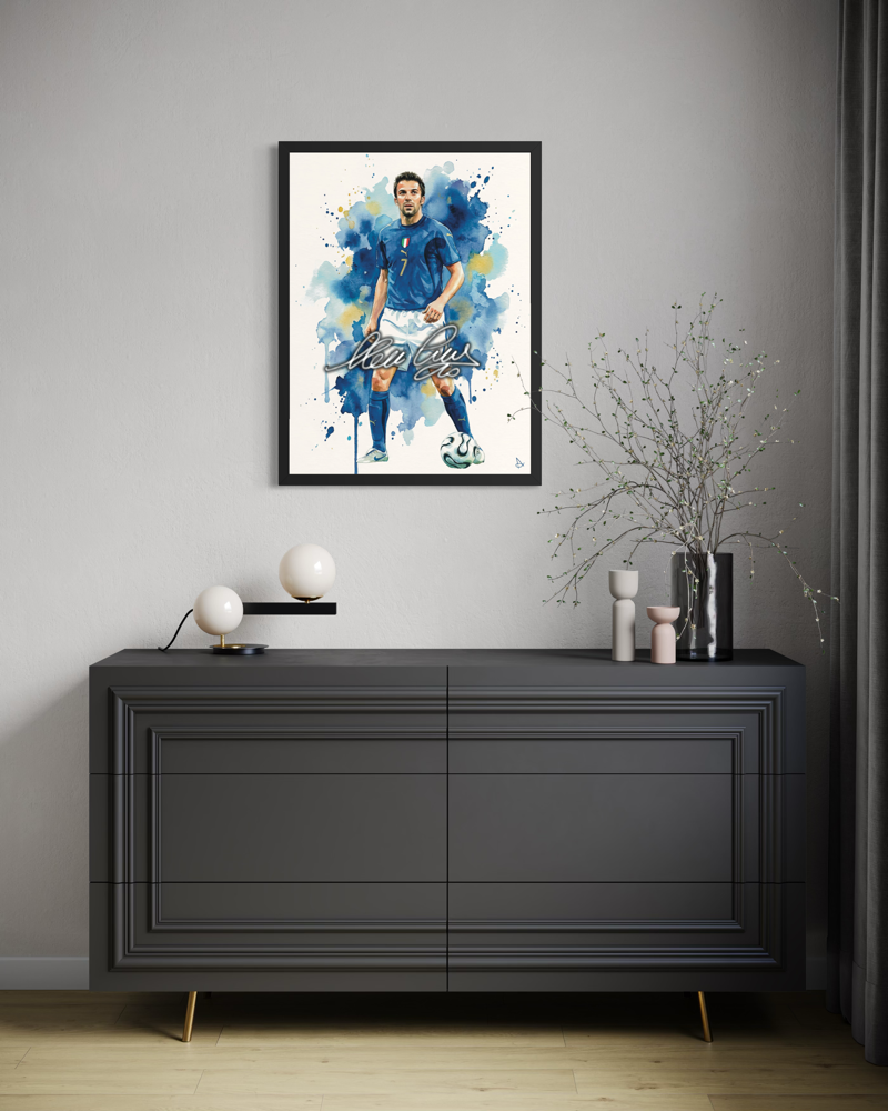 Alessandro Del Piero Italia Signature series ART poster cornice nera Juventus Autografo digitale