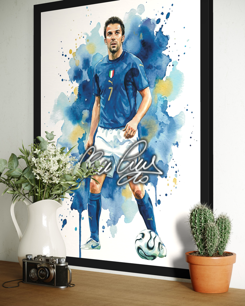 Alessandro Del Piero Italia Signature series ART poster cornice nera Juventus Autografo digitale