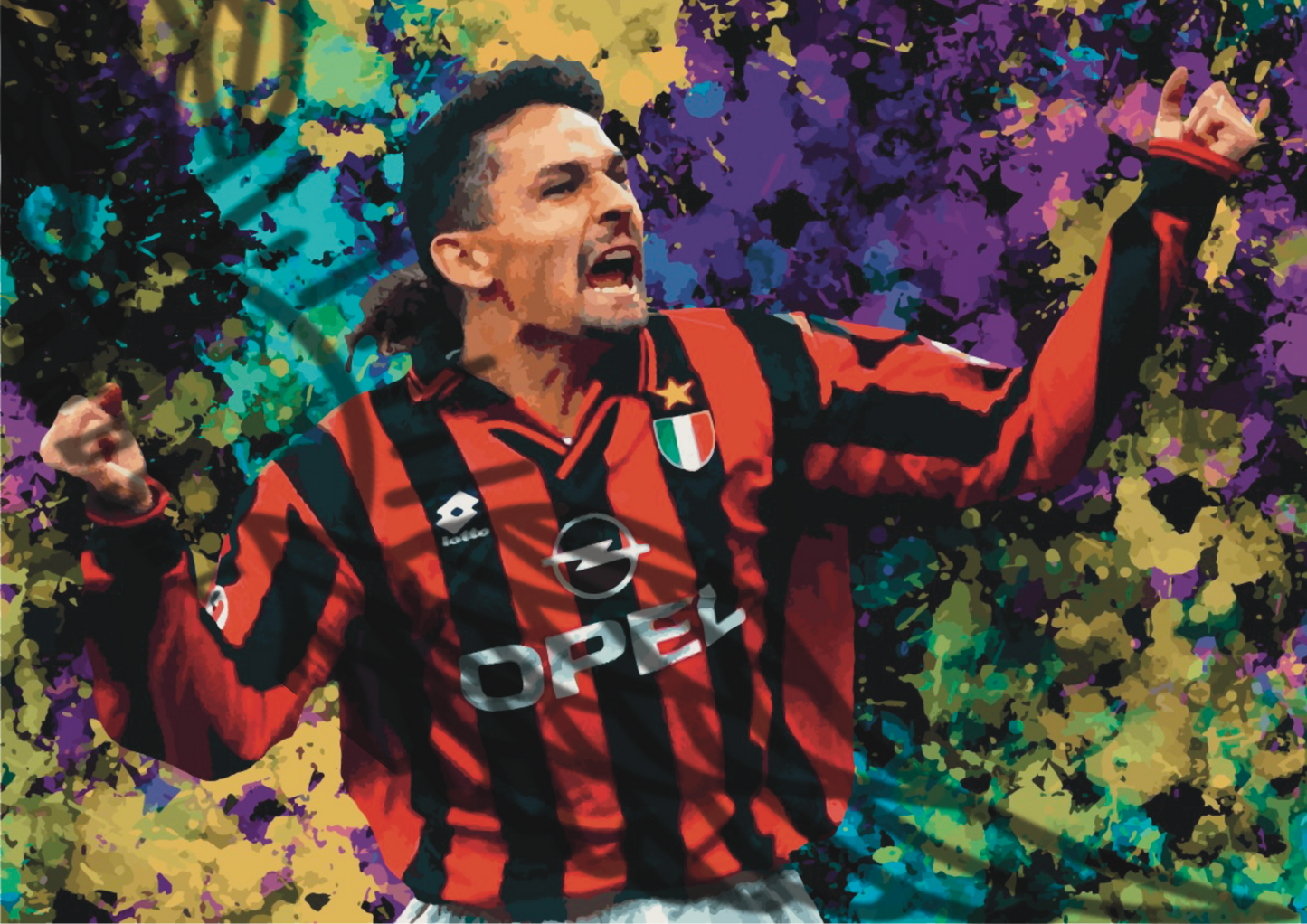 Roberto Baggio A.C.Milan Stampa Grafica Alta Qualità