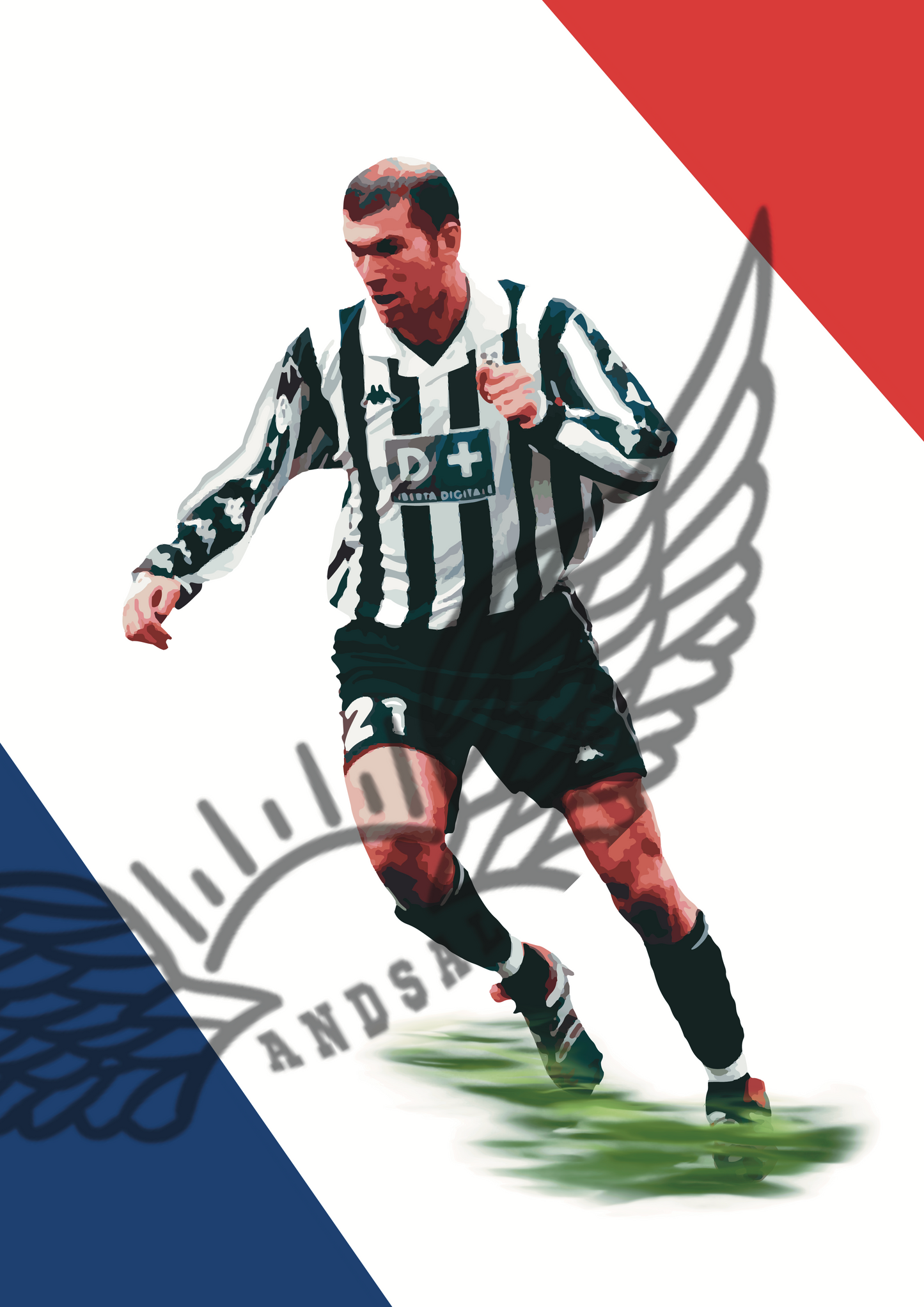 Zinedine Zidane Juventus 1998 Stampa Grafica Alta Qualità