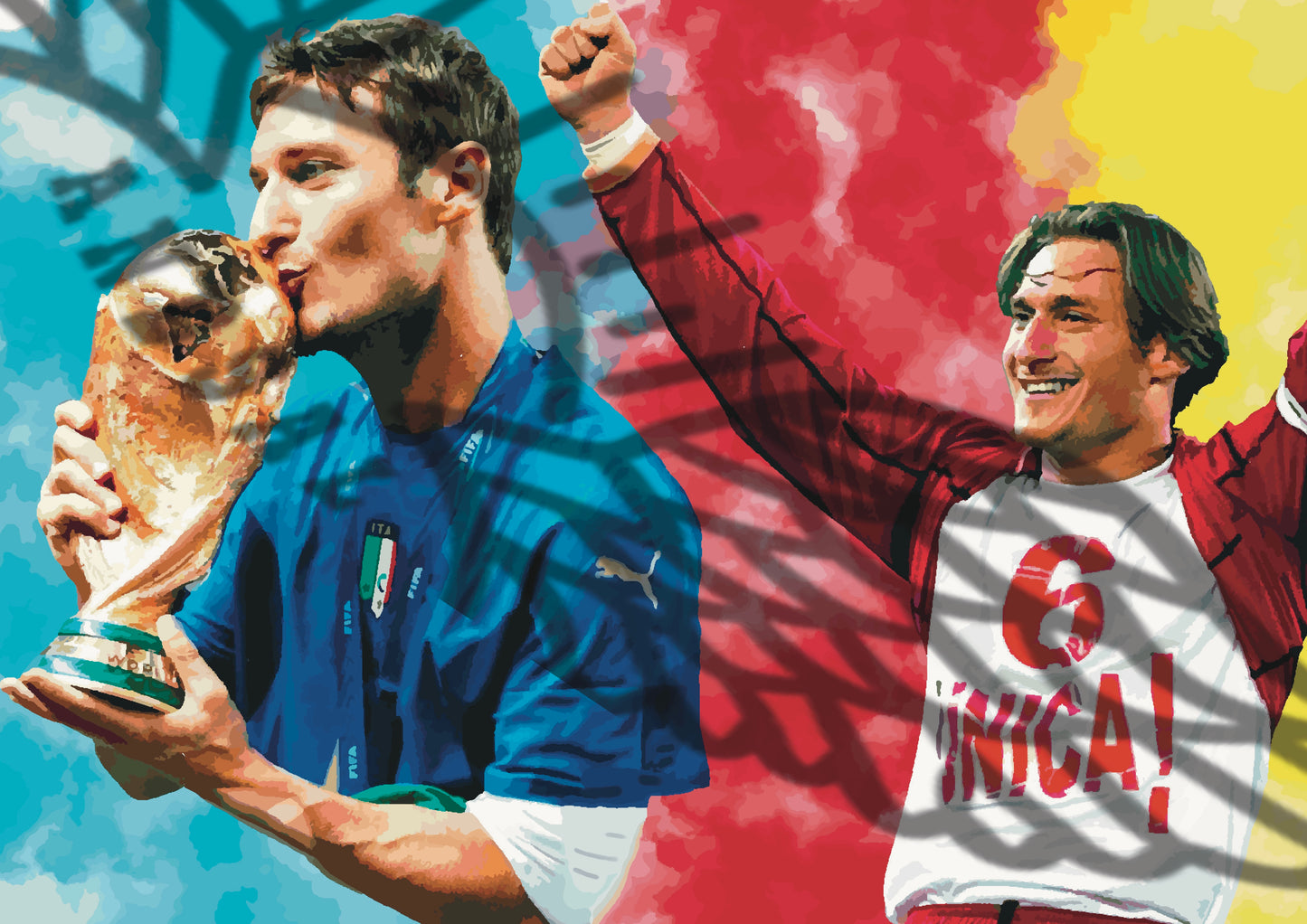 Totti Roma e Italia campione del mondo Stampa Grafica Alta Qualità
