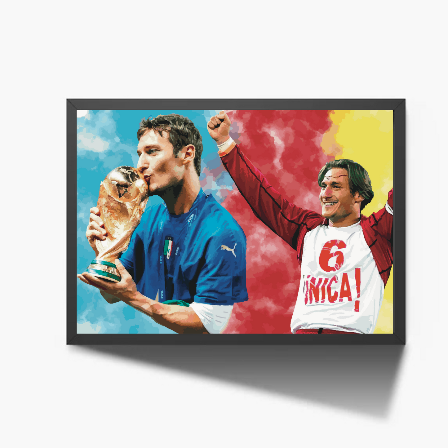 Totti Roma e Italia campione del mondo Stampa Grafica Alta Qualità
